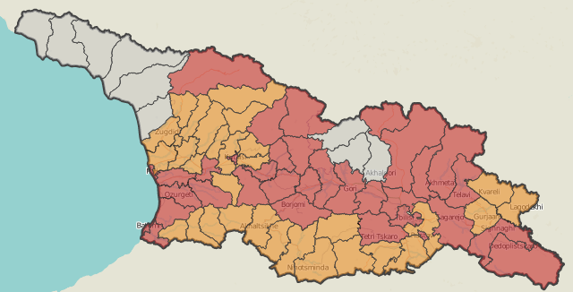 Grúz választások a térképen 