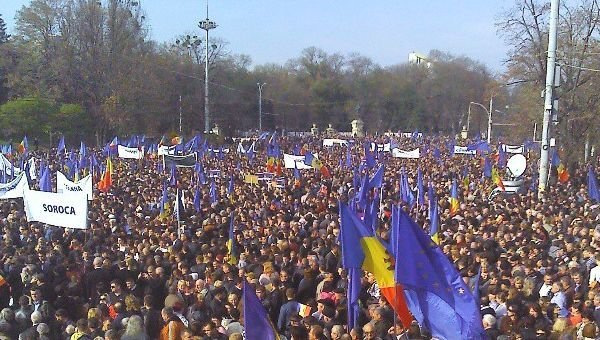 Tüntetés Kisinyovban az európai integrációért